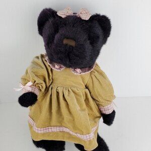 Black Teddy Bear 14" Plush Stuffed Toy Vintage Corduroy Dress SKM Enterprises